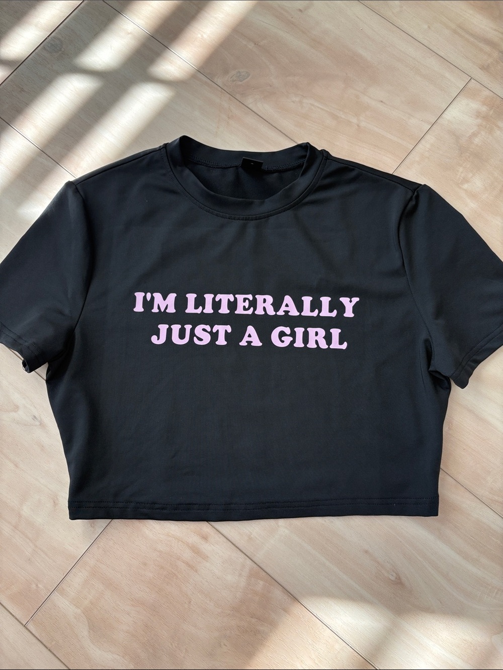 SHEIN Black Crewneck Crop Tee